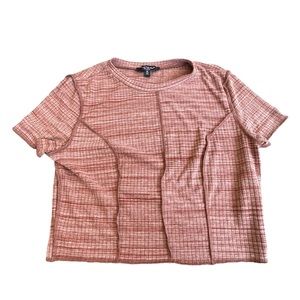 Mixed Threads Rust Exposed Seams Short Sleeve Crop Tops